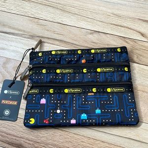 New lesportsac large 3-zip cosmetic PAC-man pouch